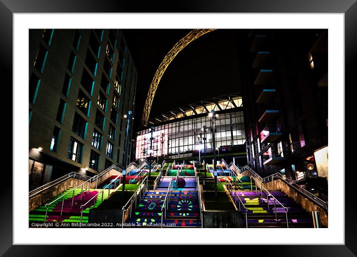 Colourful steps to Wembley Stadium  Framed Mounted Print by Ann Biddlecombe