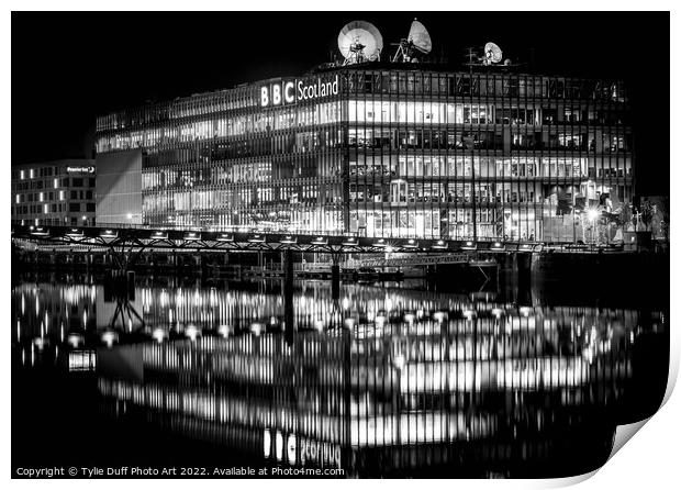 BBC HQ at  Pacific Quay, Glasgow (Black & White) Print by Tylie Duff Photo Art