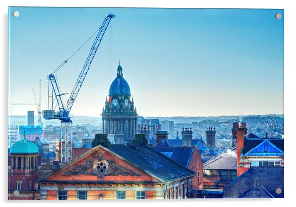 Leeds Town Hall Skyline  Acrylic by Alison Chambers