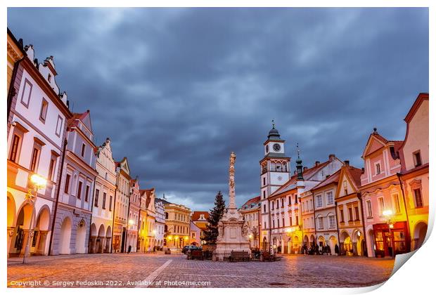 Masaryk square in the old town of Trebon, Czech Republic. Print by Sergey Fedoskin