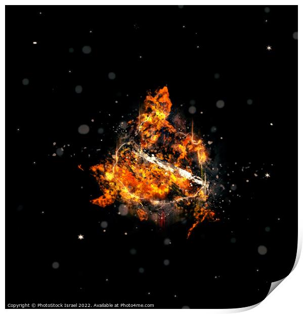 Digitally created Exploding supernova star  Print by PhotoStock Israel