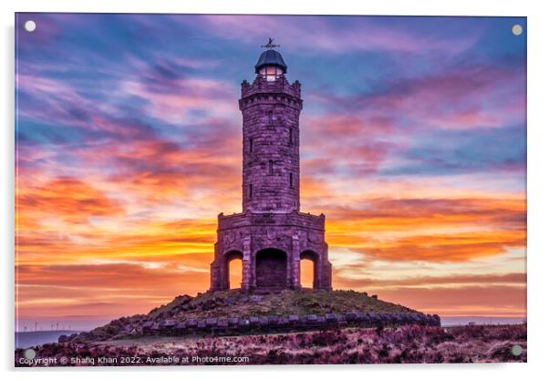 Fiery Sunrise at Darwen Tower, Lancashire, UK Acrylic by Shafiq Khan