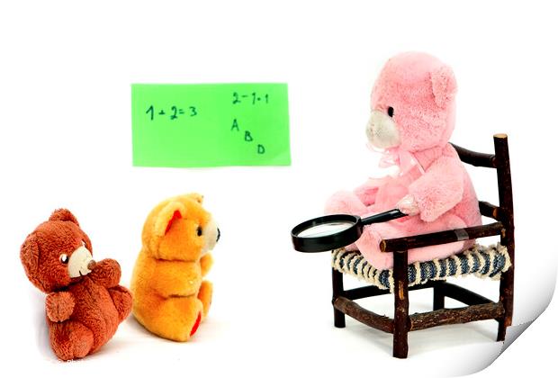 Teddy Bear in a class room Print by PhotoStock Israel