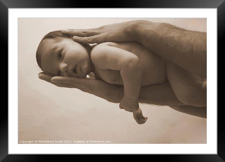 new born baby and father Framed Mounted Print by PhotoStock Israel