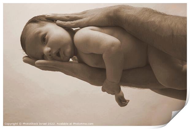new born baby and father Print by PhotoStock Israel