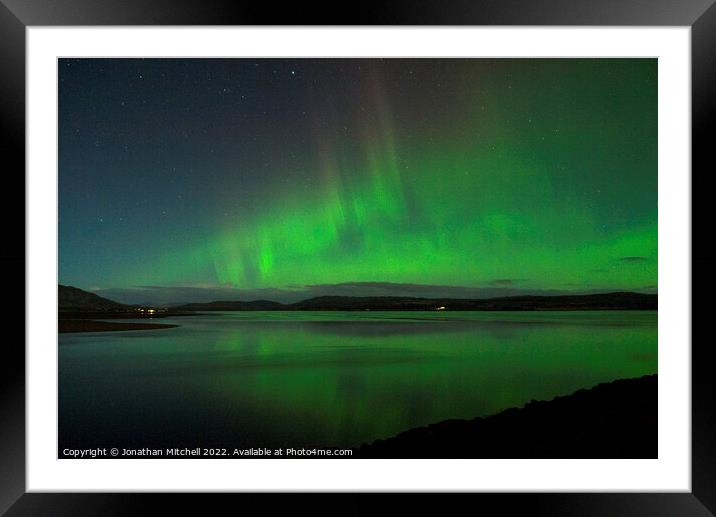 Amazing display of the Aurora Borealis in northern Scotland Framed Mounted Print by Jonathan Mitchell