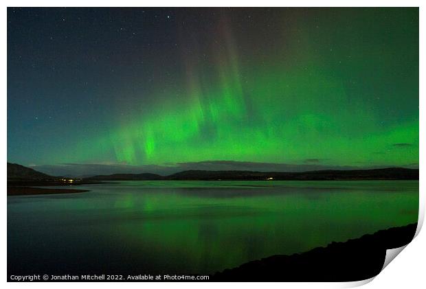 Amazing display of the Aurora Borealis in northern Scotland Print by Jonathan Mitchell