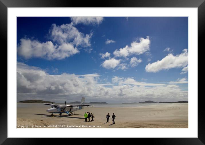 Twin Otter aircraft Isle of Barra Outer Hebrides Scotland UK Framed Mounted Print by Jonathan Mitchell