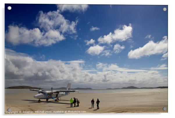 Twin Otter aircraft Isle of Barra Outer Hebrides Scotland UK Acrylic by Jonathan Mitchell