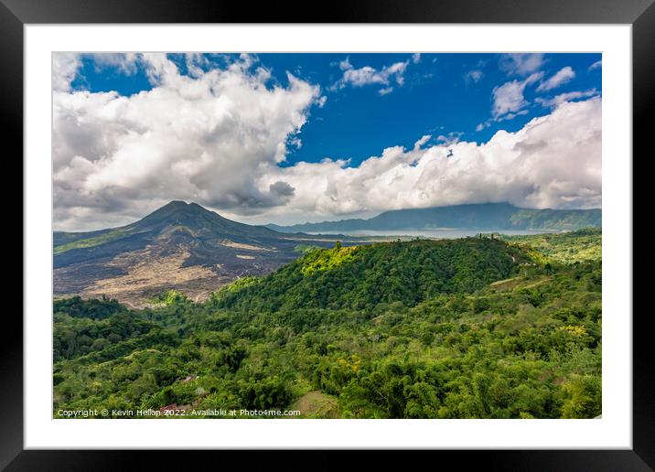View over Mount Agung and Batur Lake, Framed Mounted Print by Kevin Hellon