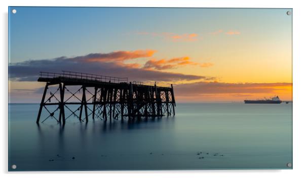 Carlingnose Pier Sunrise  Acrylic by Anthony McGeever