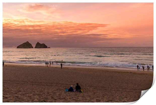  Holywell bay Print by chris smith