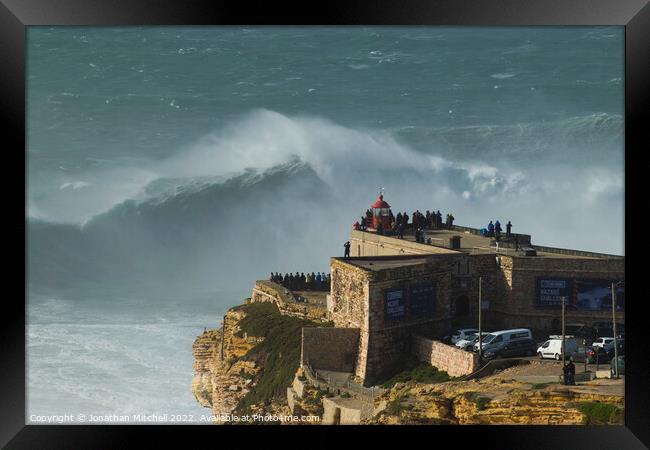 Amazingly beautiful XXL waves at Nazare Portugal Framed Print by Jonathan Mitchell