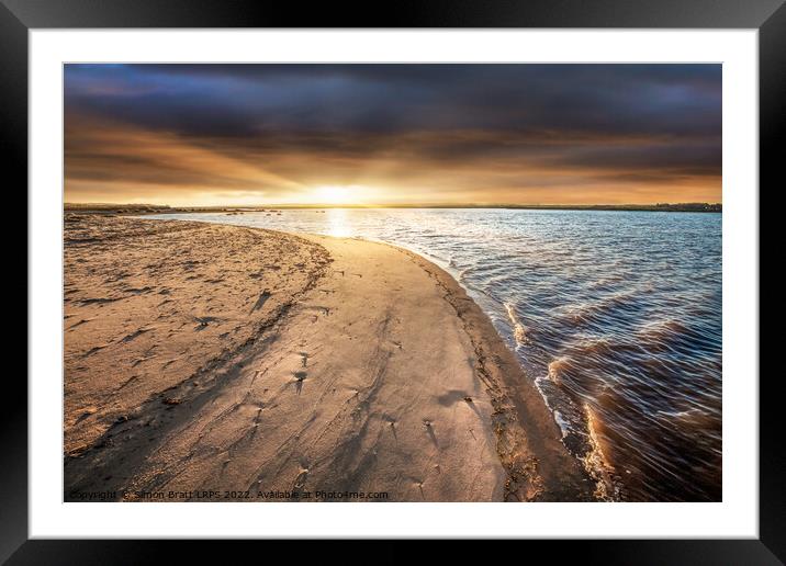 Beach sunrise at Burnham Overy Staithe in Norfolk Framed Mounted Print by Simon Bratt LRPS