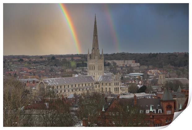 Radiant Norwich Cathedral Rainbow Print by Kevin Snelling