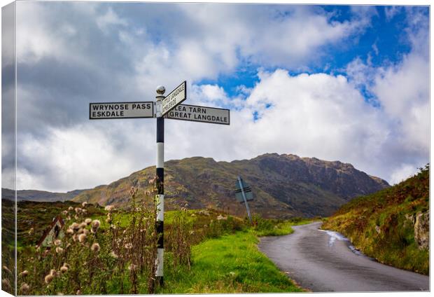 Langdale sign in english lake district Canvas Print by Steve Heap