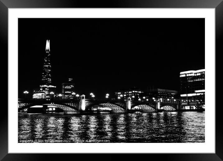 monochrome Reflections of London Framed Mounted Print by Ann Biddlecombe