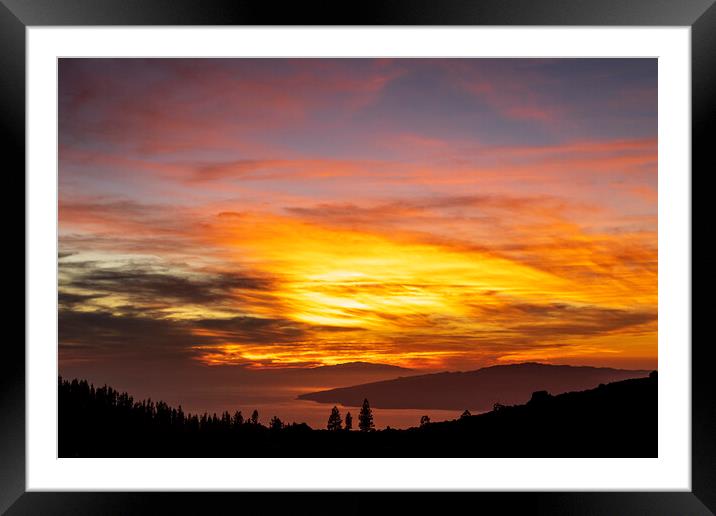 Fiery red sunset Tenerife Framed Mounted Print by Phil Crean