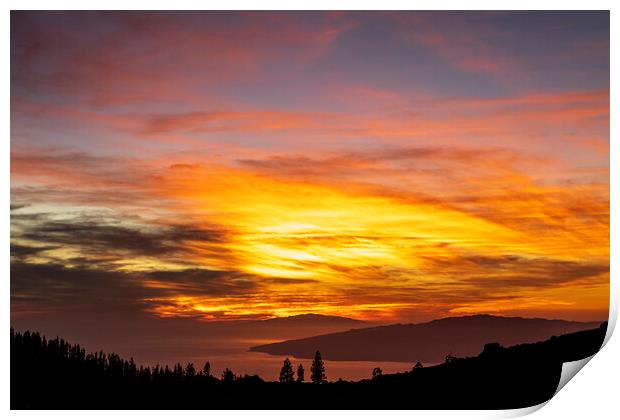 Fiery red sunset Tenerife Print by Phil Crean