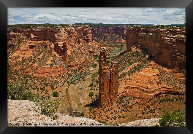 Spider Rock formation in Canyon de Chelly National Framed Print by Nataliya Dubrovskaya
