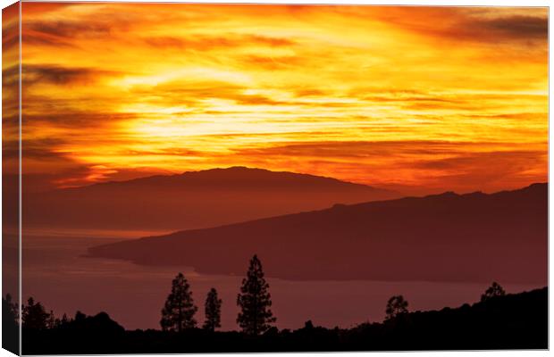 Fiery red sunset Tenerife Canvas Print by Phil Crean