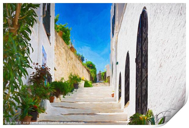 Street with stairs of Cadaques - Picturesque Edition Print by Jordi Carrio