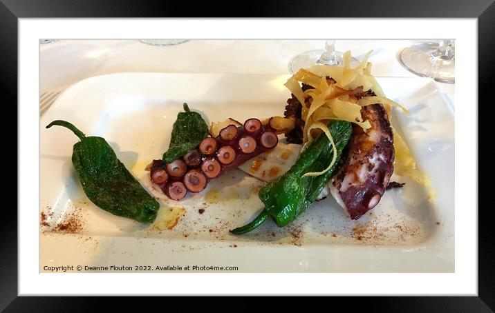 Grilled Octopus and Padrón Peppers in Menorca Framed Mounted Print by Deanne Flouton