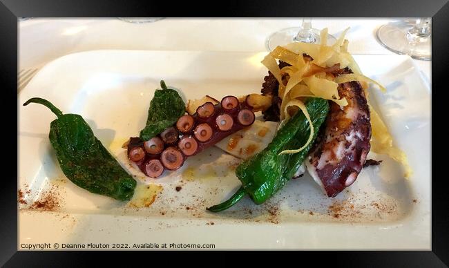 Grilled Octopus and Padrón Peppers in Menorca Framed Print by Deanne Flouton