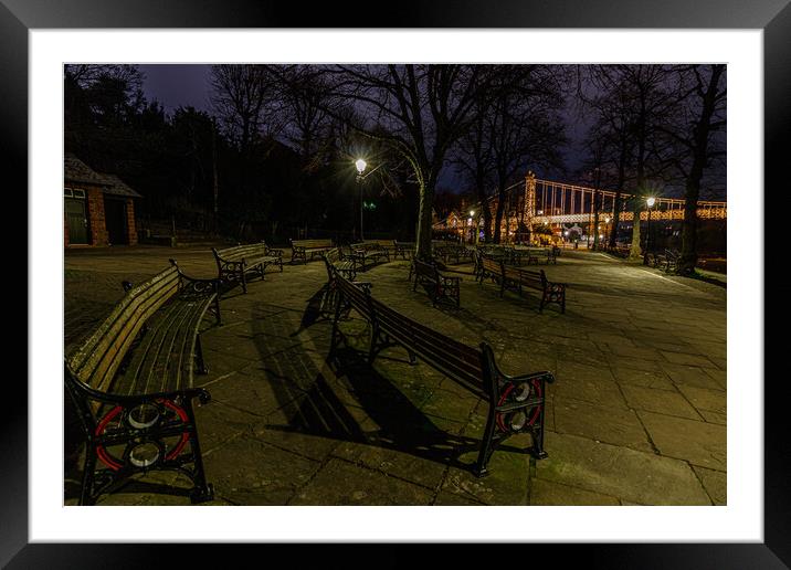 Benches at the River Dee Framed Mounted Print by Paul Madden