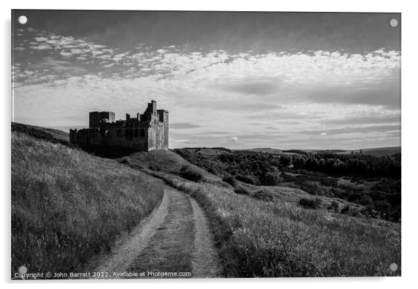 Crichton Castle Monochrome Acrylic by John Barratt