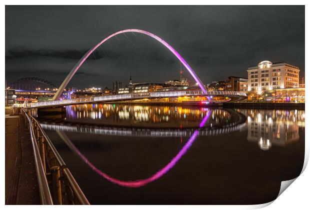 Newcastle Millennium bridge Print by Kevin Winter