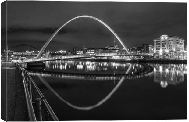 Newcastle Millennium bridge Black and White Canvas Print by Kevin Winter