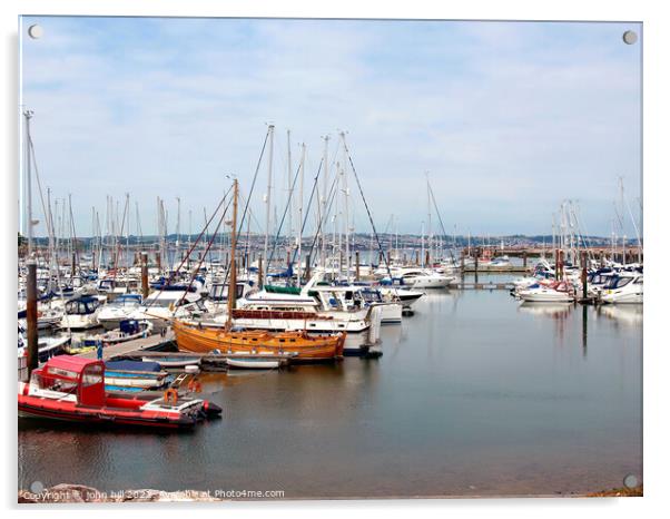 Marina, Brixham, Devon. Acrylic by john hill