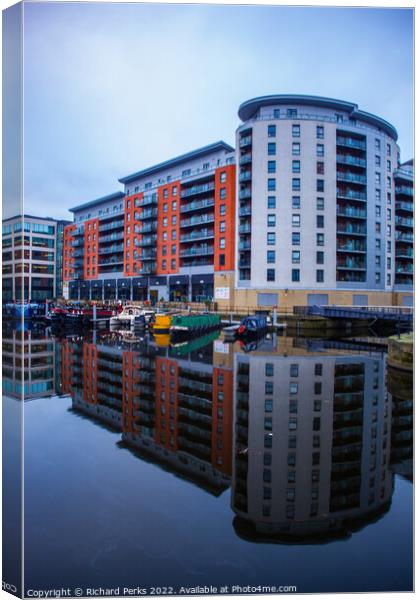 Leeds Dockland reflections Canvas Print by Richard Perks