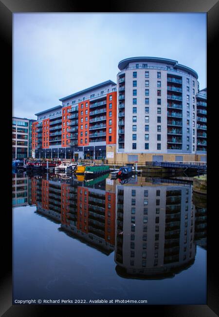 Leeds Dockland reflections Framed Print by Richard Perks
