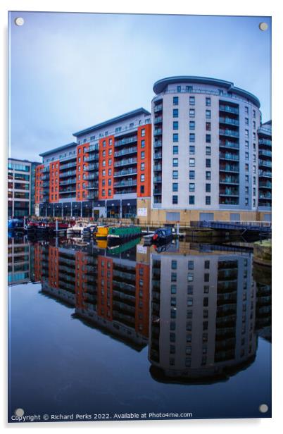 Leeds Dockland reflections Acrylic by Richard Perks