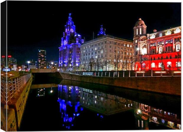 Liverpool Waterfront Reflections Canvas Print by Michele Davis