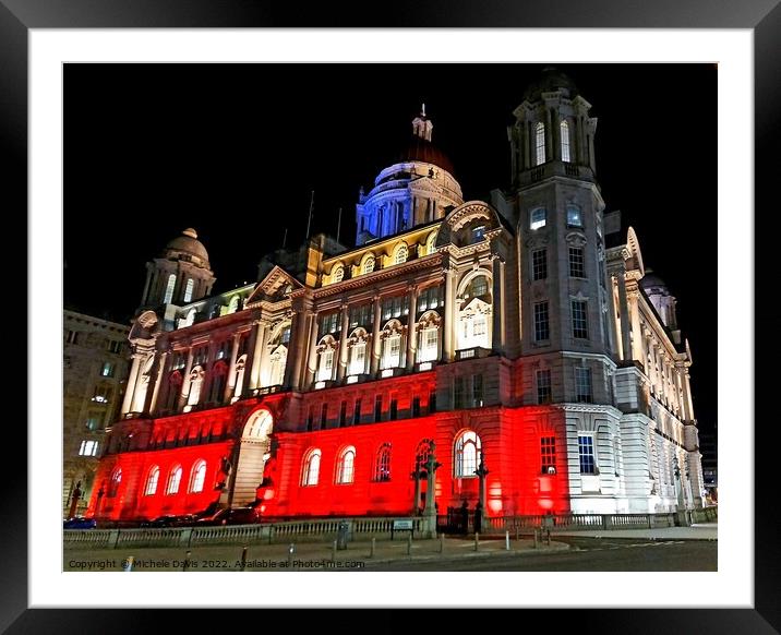 Port of Liverpool Building at Night Framed Mounted Print by Michele Davis