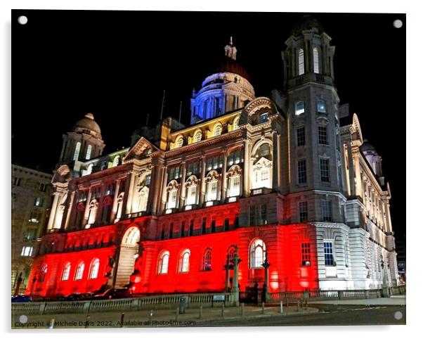 Port of Liverpool Building at Night Acrylic by Michele Davis