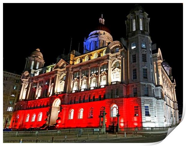 Port of Liverpool Building at Night Print by Michele Davis