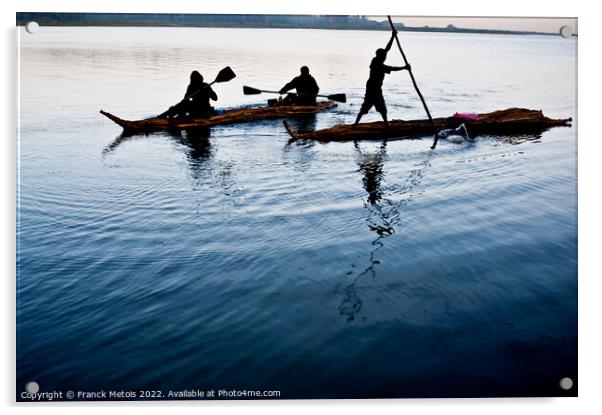 Paddling on lake Tana ( Ethiopia) Acrylic by Franck Metois