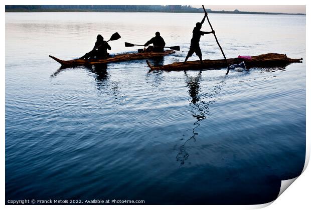 Paddling on lake Tana ( Ethiopia) Print by Franck Metois