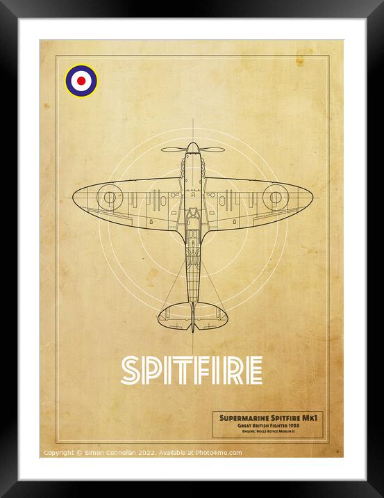 SPITFIRE Framed Mounted Print by Simon Connellan