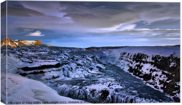 GULLFOSS WATERFALL IN WINTER - ICELAND Canvas Print by Tony Sharp LRPS CPAGB