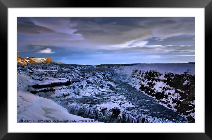 GULLFOSS WATERFALL IN WINTER - ICELAND Framed Mounted Print by Tony Sharp LRPS CPAGB