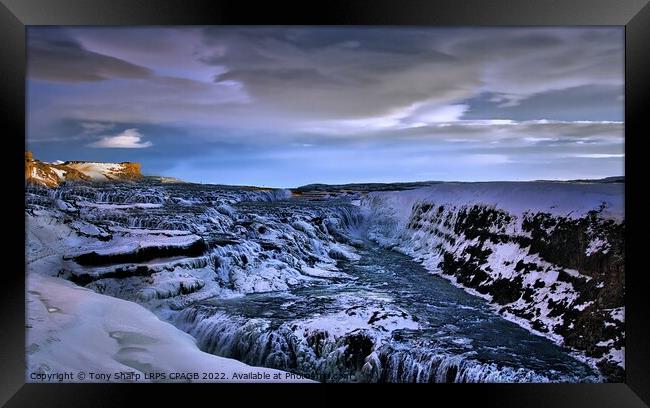 GULLFOSS WATERFALL IN WINTER - ICELAND Framed Print by Tony Sharp LRPS CPAGB