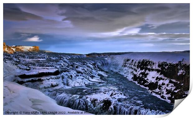 GULLFOSS WATERFALL IN WINTER - ICELAND Print by Tony Sharp LRPS CPAGB
