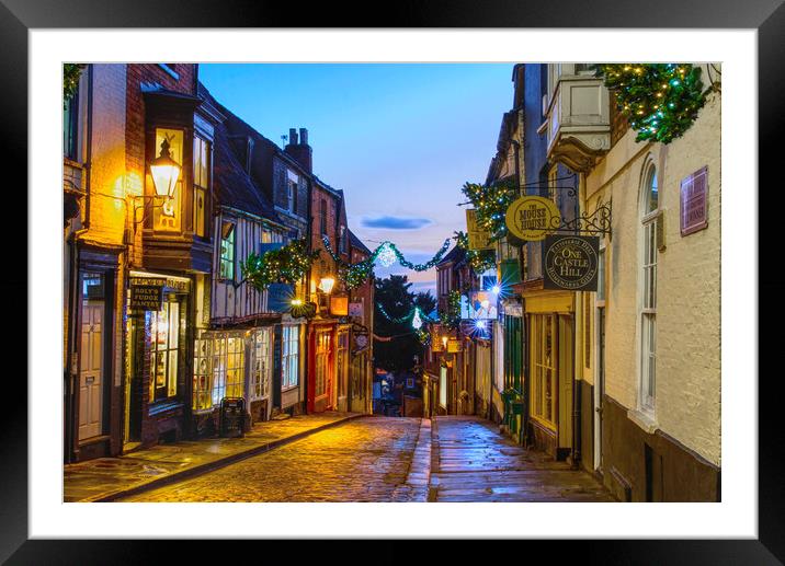 Top Of Steep Hill, Lincoln  Framed Mounted Print by Alison Chambers