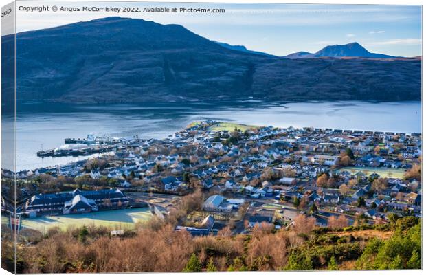 Looking down on Ullapool from Ullapool Hill Canvas Print by Angus McComiskey