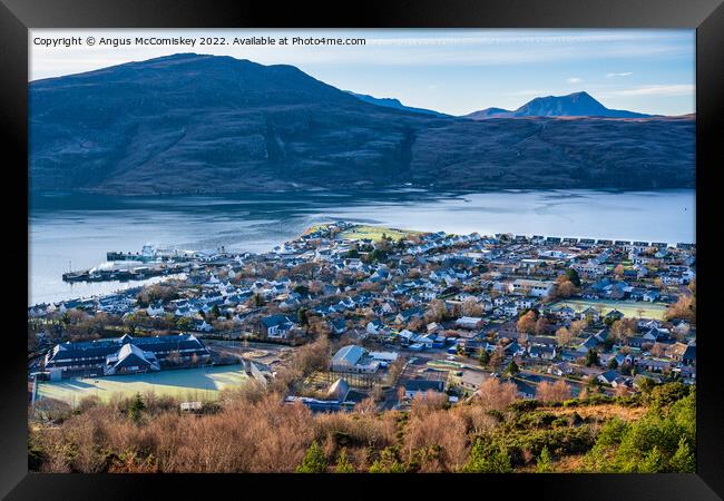 Looking down on Ullapool from Ullapool Hill Framed Print by Angus McComiskey
